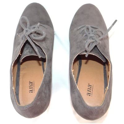 ana A New Approach Grey Faux Suede Lace Up Block Heel Oxford Booties Size 10 - Thumbnail 6