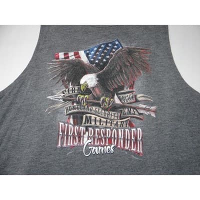 First Responder Games Eagle Flag Tank Top Women's Large Gray - Thumbnail 4