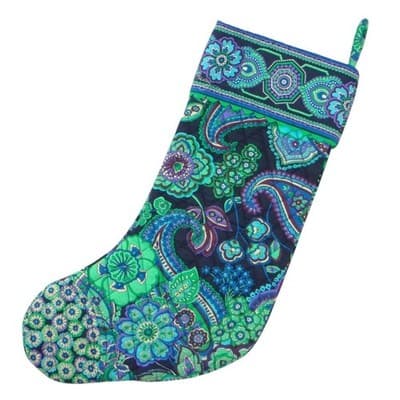 Vera Bradley Quilted Christmas Stocking Provencal Blue Green Purple Paisley - Thumbnail 4
