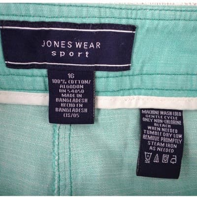 NWT-Jones Wear Sport Women Teal Green Wide Leg Cotton Pants 100% Cotton Size 16 - Thumbnail 2