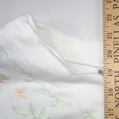 VTG Alfred Dunner Women White Floral Embroidered Button Front Short Sleeve Top L - Thumbnail 7