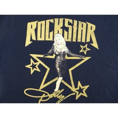 Dolly Parton Rockstar Graphic Merch Black T Shirt Black X Large Womens - Thumbnail 4