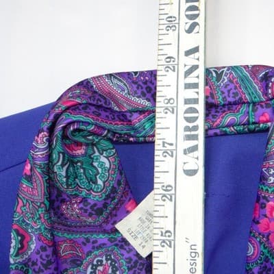 Vintage 80s Purple Paisley Skirt Set Short Sleeve Blazer Midi Skirt USA Size 14 - Thumbnail 6