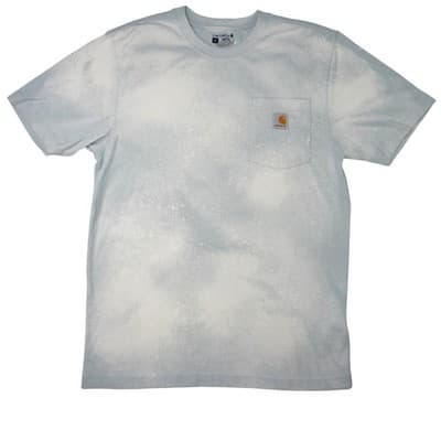 Carhartt Men Loose Fit Bleached Pocket T Shirt Size S Blue White Distressed