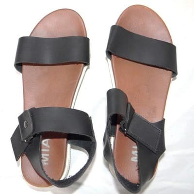 MIA Womens Black Faux Leather Platform Sandals Ankle Strap Hook Loop Size 5.5 - Thumbnail 6