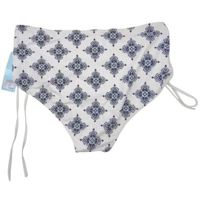 NWT-Rue Bleu by Rue21 Womens 1X High Waisted Bikini Bottoms Blue White Tiles - Thumbnail 5