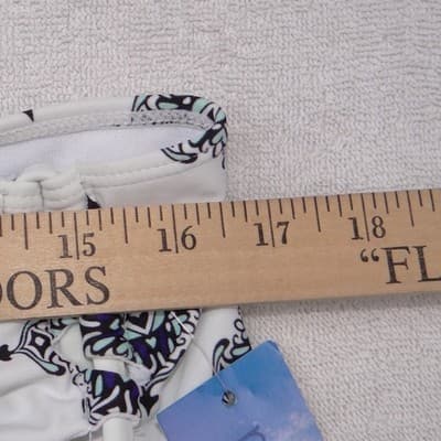 NWT-Rue Bleu by Rue21 Womens 1X High Waisted Bikini Bottoms Blue White Tiles - Thumbnail 6