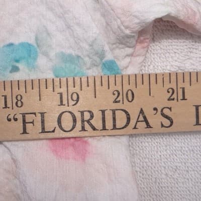 VTG Floral Peter Pan Collar Blouse Short Sleeve Pastel Watercolor Textured Top L - Thumbnail 4