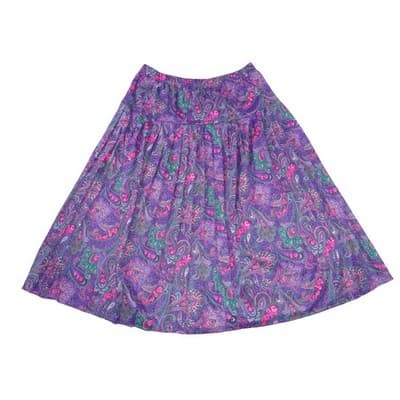 Vintage 80s Purple Paisley Skirt Set Short Sleeve Blazer Midi Skirt USA Size 14 - Thumbnail 9