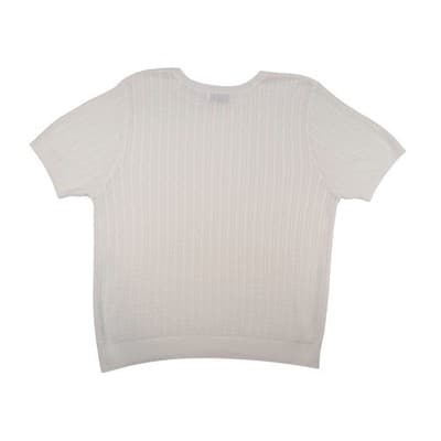 Alfred Dunner Women's White Cable Knit Short Sleeve Sweater Top Sz M Made in USA - Thumbnail 3
