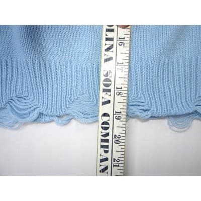 NO BOUNDARIES Light Blue Yin Yang Distressed Knit Cropped Sweater Women's XXL - Thumbnail 8
