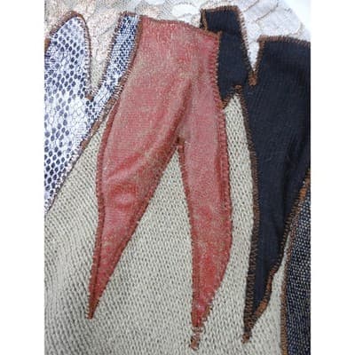 Vintage Unique Maurada Embellished Sweater Beige Knit Dolman Sleeve Women's M - Thumbnail 11