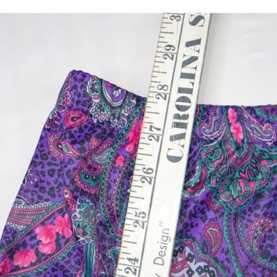 Vintage 80s Purple Paisley Skirt Set Short Sleeve Blazer Midi Skirt USA Size 14 - Thumbnail 11