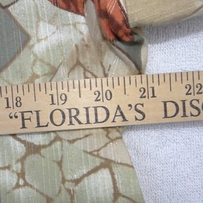 Alfred Dunner Vintage Women Sz 12 Floral Button Front Blouse Metallic Green Rust - Thumbnail 4
