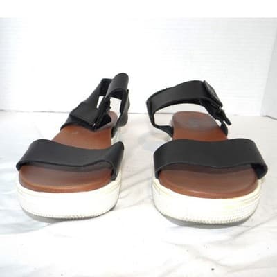 MIA Womens Black Faux Leather Platform Sandals Ankle Strap Hook Loop Size 5.5 - Thumbnail 5