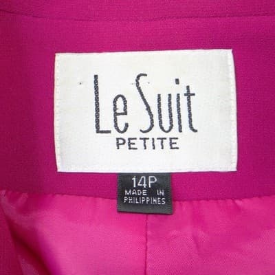 Le Suit Vintage Petite Women Magenta Pink 2 Piece Skirt Suit Blazer Set Size 10P - Thumbnail 4