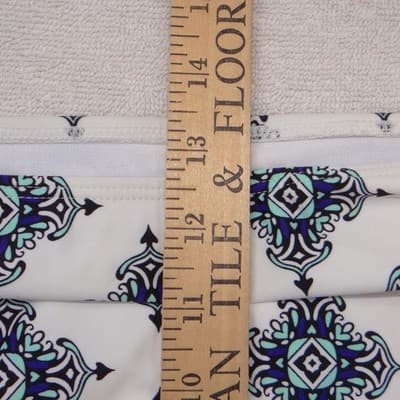 NWT-Rue Bleu by Rue21 Womens 1X High Waisted Bikini Bottoms Blue White Tiles - Thumbnail 7