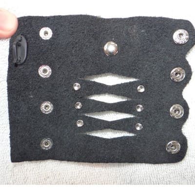 Harley-Davidson Black Leather Winged Heart Hair Glove Ponytail Wrap Rhinestone - Thumbnail 2