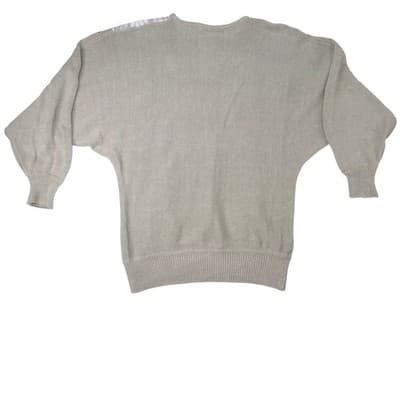 Vintage Unique Maurada Embellished Sweater Beige Knit Dolman Sleeve Women's M - Thumbnail 4