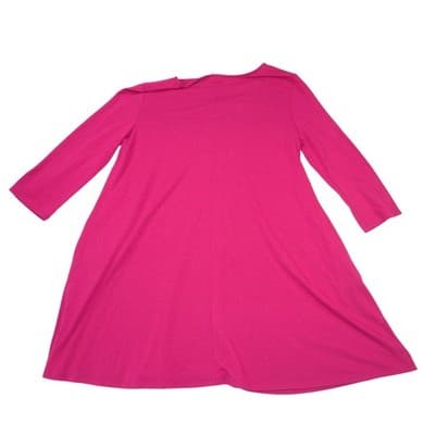 Zenana Premium Magenta Pink Lattice Neck Tunic Top 3/4 Sleeve Pockets 1X - Thumbnail 3