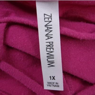 Zenana Premium Magenta Pink Lattice Neck Tunic Top 3/4 Sleeve Pockets 1X - Thumbnail 2