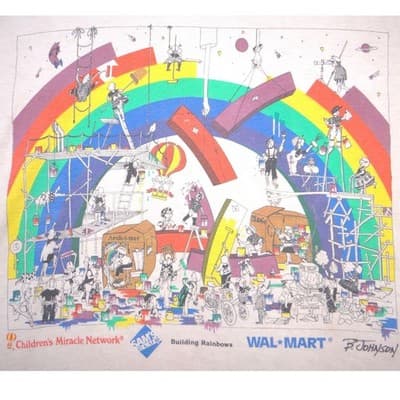 Vintage Children's Miracle Network Rainbow T-Shirt Walmart B Johnson Mens XXL - Thumbnail 4