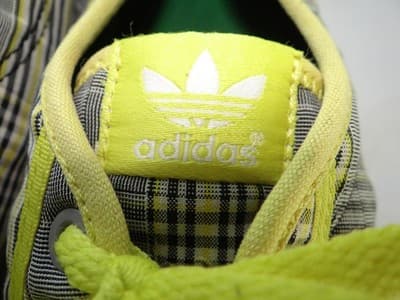 Adidas Plaid Sneakers with Neon Yellow Accents - Thumbnail 5