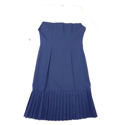 NWT Vintage Sunshine Starshine Women Navy White Pleated Drop Lace Waist Dress 12 - Thumbnail 6