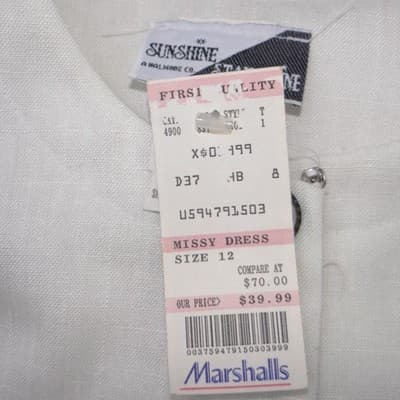NWT Vintage Sunshine Starshine Women Navy White Pleated Drop Lace Waist Dress 12 - Thumbnail 3
