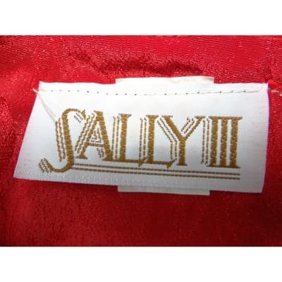 Vintage Galina Red Satin Polka Dot Jacquard Top and Midi Skirt Set Size 10 - Thumbnail 3