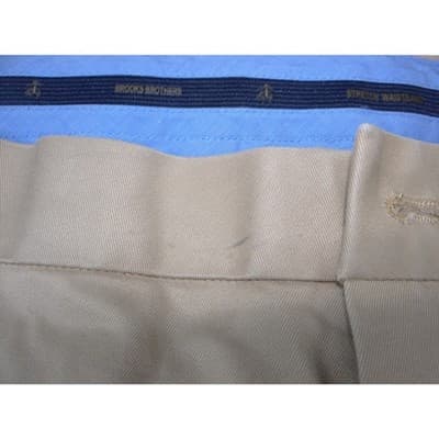 Brooks Brothers Khaki Chino Pants Mens 44x26 Stretch Waistband Cuffed Trousers - Thumbnail 7