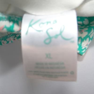 Kona Sol Womens XL Teal Floral Ruched One Piece Swimsuit Padded Tie Back - Thumbnail 2