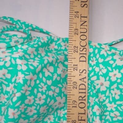 Kona Sol Womens XL Teal Floral Ruched One Piece Swimsuit Padded Tie Back - Thumbnail 5