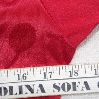 Vintage Galina Red Satin Polka Dot Jacquard Top and Midi Skirt Set Size 10 - Thumbnail 6
