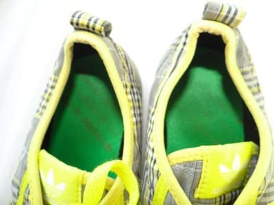 Adidas Plaid Sneakers with Neon Yellow Accents - Thumbnail 4