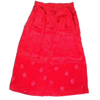 Vintage Galina Red Satin Polka Dot Jacquard Top and Midi Skirt Set Size 10 - Thumbnail 10