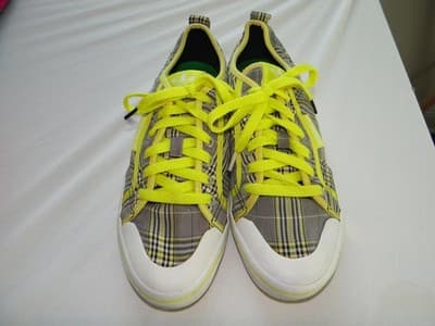 Adidas Plaid Sneakers with Neon Yellow Accents - Thumbnail 3