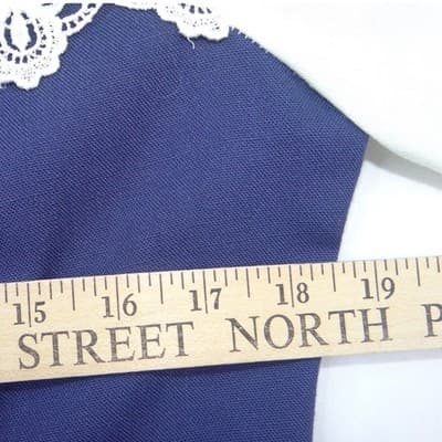 NWT Vintage Sunshine Starshine Women Navy White Pleated Drop Lace Waist Dress 12 - Thumbnail 9