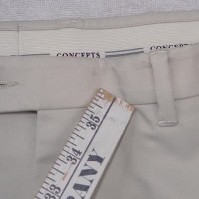 Concepts by Claiborne Beige Straight Leg Trousers Mens 42x31 Flat Front Pants - Thumbnail 6