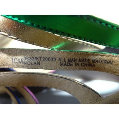 Outlooks Nolan Womens 10M Multi Color Metallic Strappy Wedge Sandals - Thumbnail 3