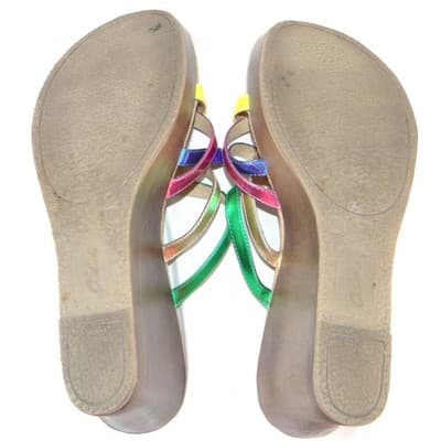 Outlooks Nolan Womens 10M Multi Color Metallic Strappy Wedge Sandals - Thumbnail 7
