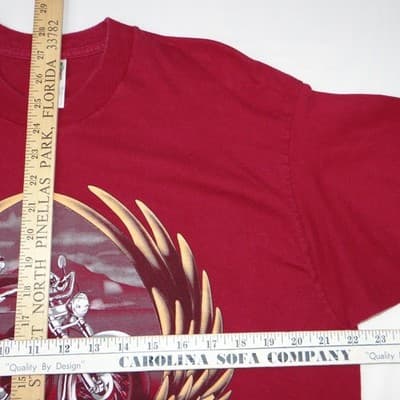 Vintage Red Skeleton Biker Bad To The Bone Tee Hollister Calif Mens XL - Thumbnail 5