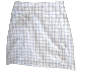 Brandy Melville White and Light Blue Plaid Mini Skirt - Thumbnail 5