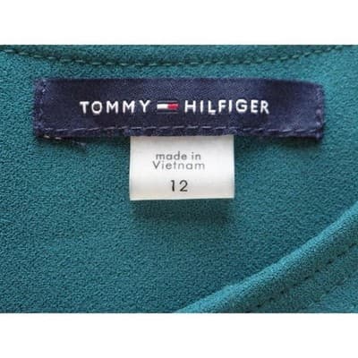 Vintage Tommy Hilfiger Beautiful Green Dress with Decorated Neckline - Thumbnail 7