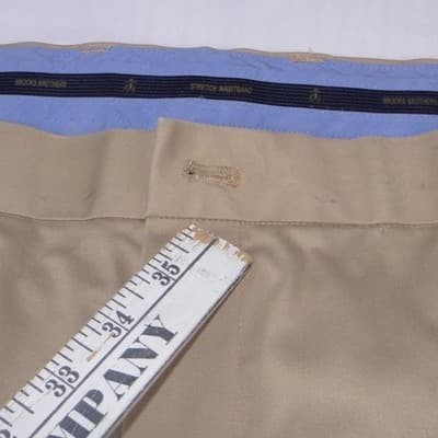Brooks Brothers Khaki Chino Pants Mens 44x26 Stretch Waistband Cuffed Trousers - Thumbnail 6
