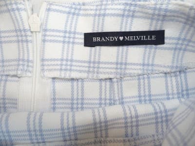 Brandy Melville White and Light Blue Plaid Mini Skirt - Thumbnail 2