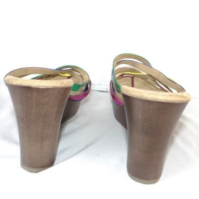 Outlooks Nolan Womens 10M Multi Color Metallic Strappy Wedge Sandals - Thumbnail 5