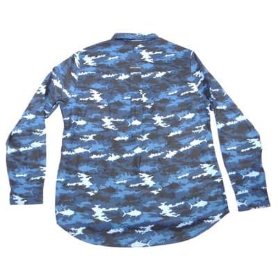 NWT-Salt Life SLX Mens Medium Blue Black Fish Camo Long Sleeve Button Down - Thumbnail 5