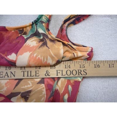 Vintage Jantzen Womens Tropical Floral One Piece Swimsuit Orange Teal Size M - Thumbnail 4