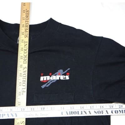 Vintage Mares Team Scuba Diver Graphic TShirt Mens L Black Short Sleeve Pocket - Thumbnail 5